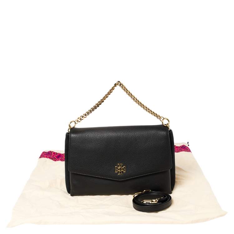 Pre Owned Tory Burch Black Leather and Suede Kira Shoulder Bag 