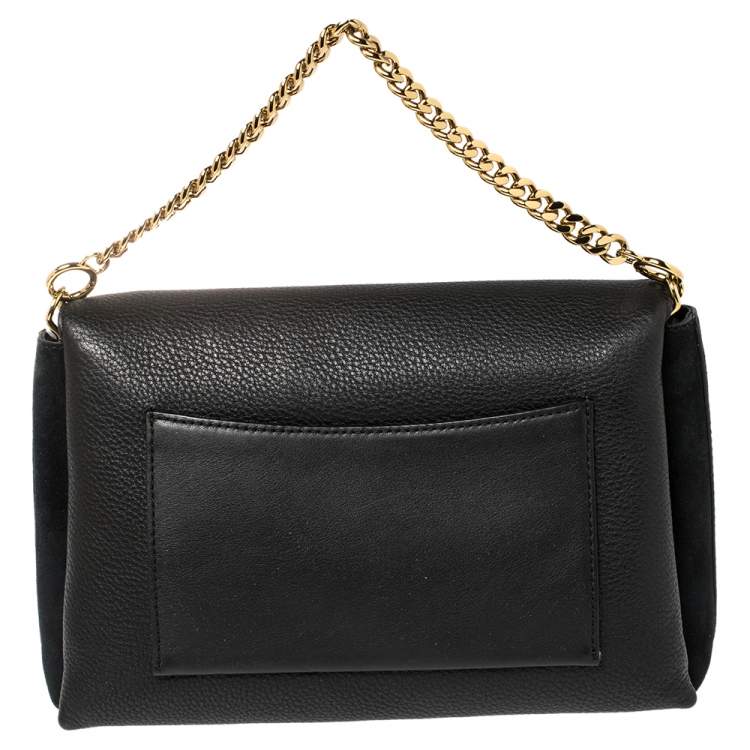 Pre Owned Tory Burch Black Leather and Suede Kira Shoulder Bag 