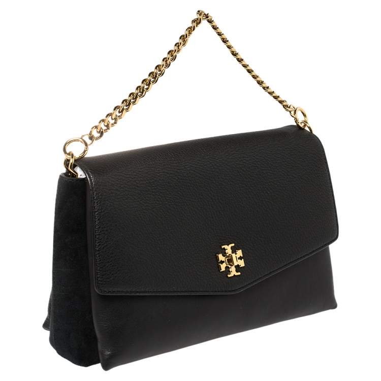 Pre Owned Tory Burch Black Leather and Suede Kira Shoulder Bag 