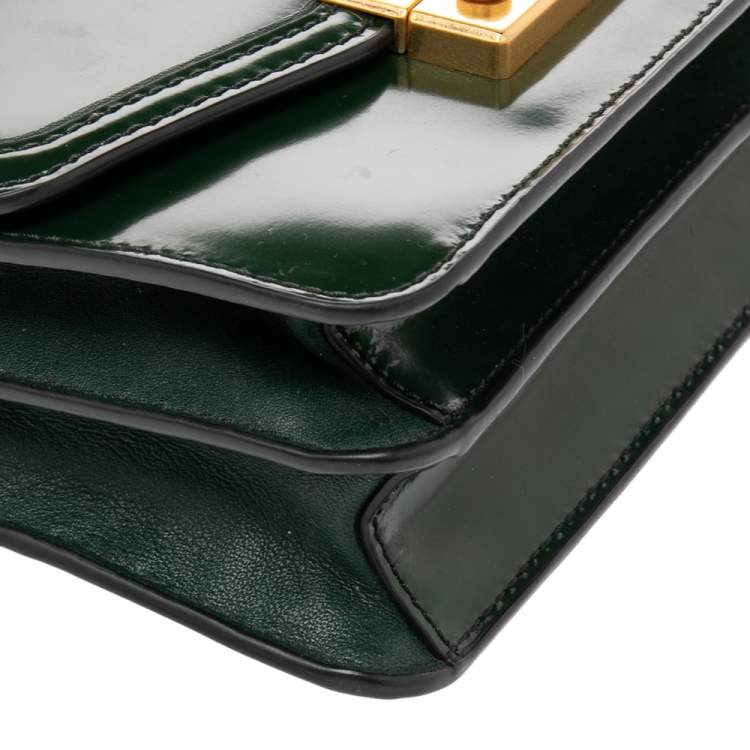 Pre Owned Tory Burch Green Leather Mini Juliette Top Handle Bag