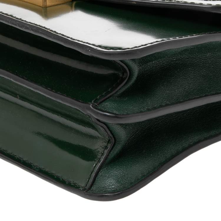 Pre Owned Tory Burch Green Leather Mini Juliette Top Handle Bag