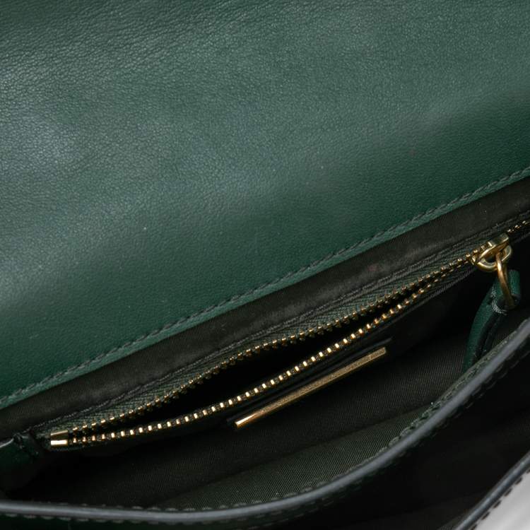 Pre Owned Tory Burch Green Leather Mini Juliette Top Handle Bag