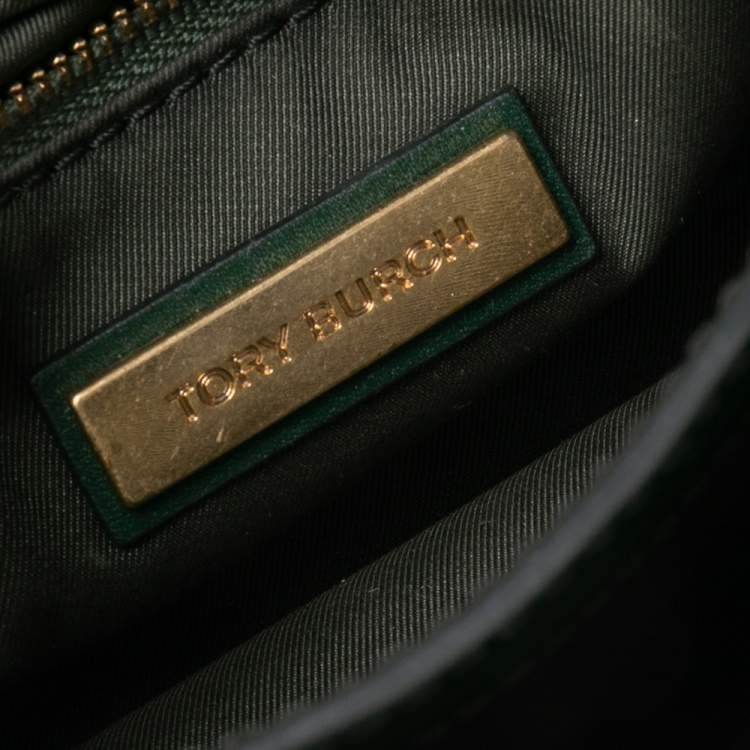 Pre Owned Tory Burch Green Leather Mini Juliette Top Handle Bag