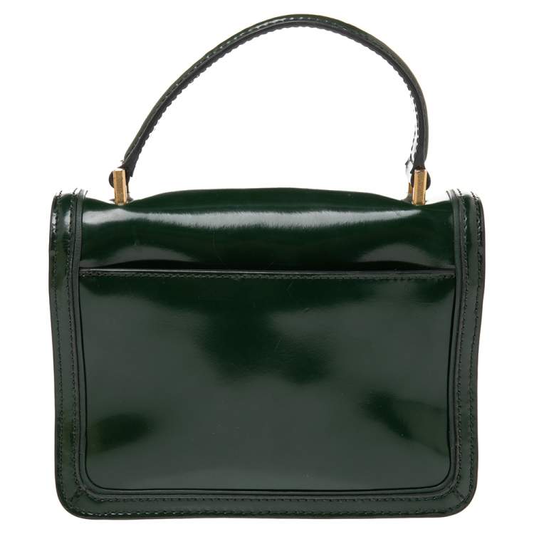 Pre Owned Tory Burch Green Leather Mini Juliette Top Handle Bag