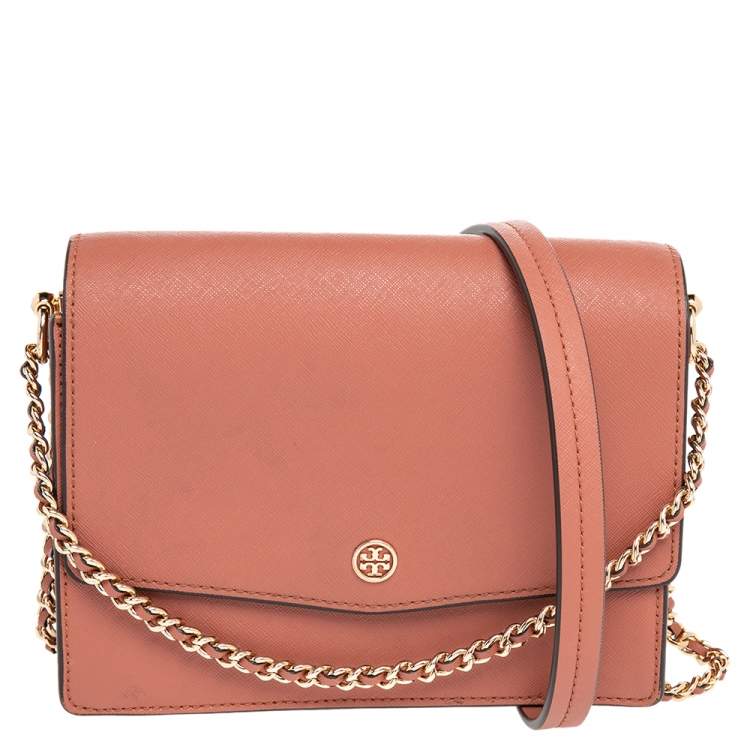 Pre Owned Tory Burch Brown Leather Robinson Shoulder Bag