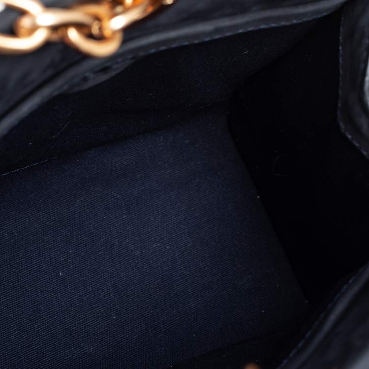 Pre Owned Tory Burch White/Blue Fabric And Nubuck Trim Darcy Embellished Clutch