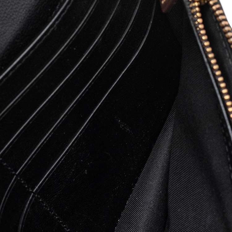 Pre Owned Tory Burch Black Quilted Leather Fleming Chain Clutch