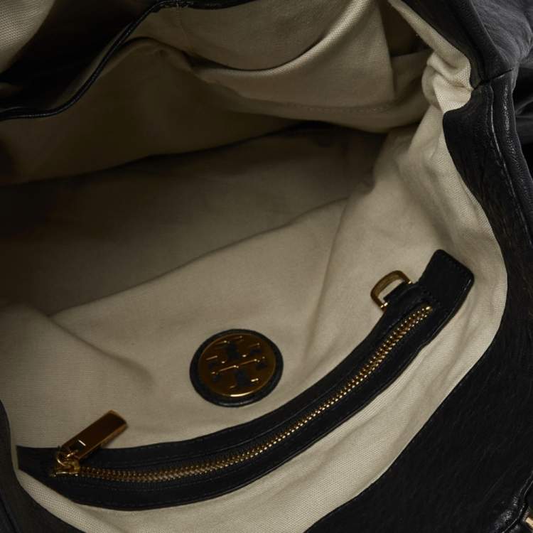 Pre Owned Tory Burch Black Leather Large Tote