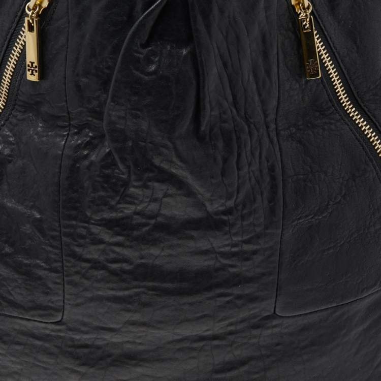 Pre Owned Tory Burch Black Leather Large Tote