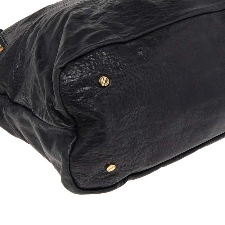 Pre Owned Tory Burch Black Leather Large Tote