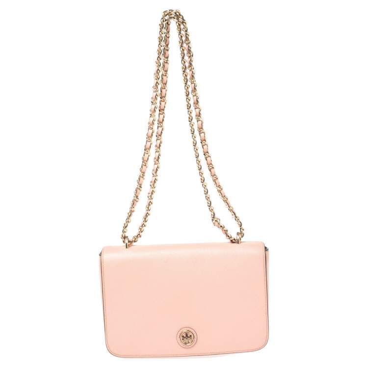 Tory Burch, Bags, Tory Burch Robinson Convertible Shoulder Bag Leather  Light Pink Excellent