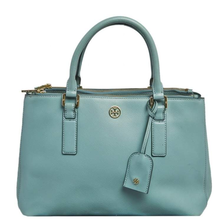 Tory Burch Bright Orange Leather Robinson Double Zip Tote Tory Burch