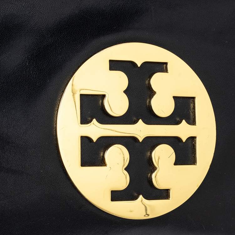 Pre Owned Tory Burch Black Leather Reva Chain Clutch