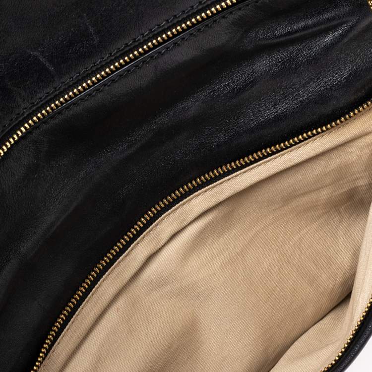 Pre Owned Tory Burch Black Leather Reva Chain Clutch