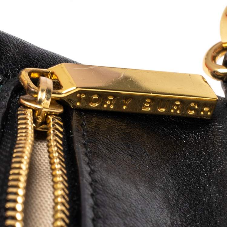 Pre Owned Tory Burch Black Leather Reva Chain Clutch