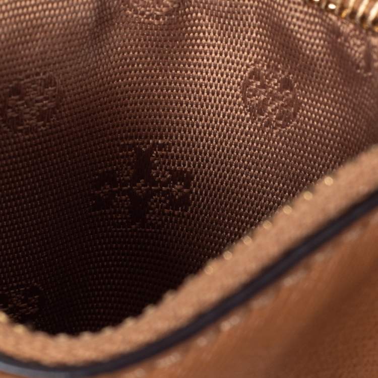 Pre Owned Tory Burch Tan Leather Lanyard ID Card Holder