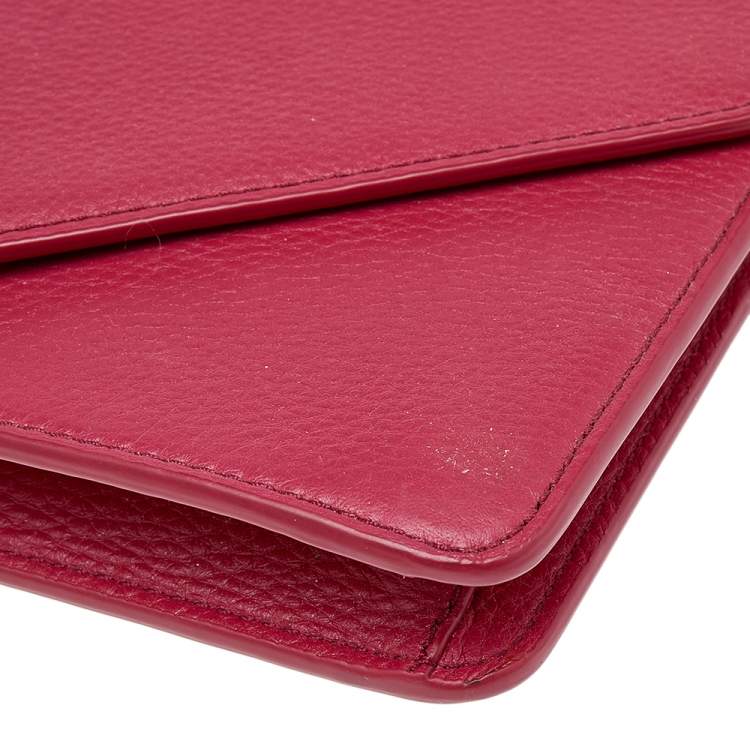 Pre Owned Tory Burch Burgundy Leather Kira  Envelope Flap Shoulder Bag