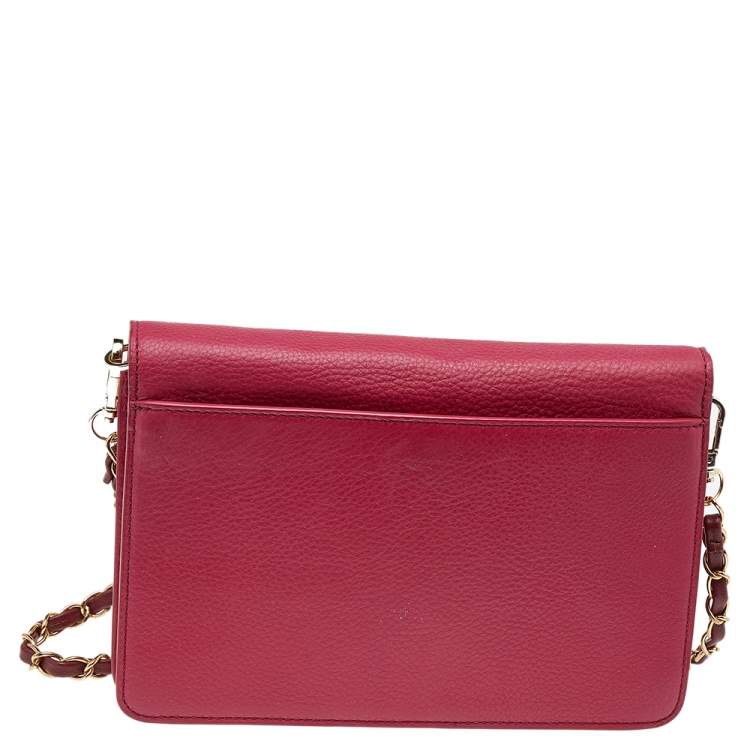 Pre Owned Tory Burch Burgundy Leather Kira  Envelope Flap Shoulder Bag