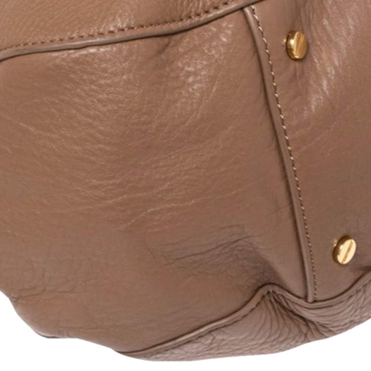 Pre Owned Tory Burch Dark Beige Leather Amanda Hobo