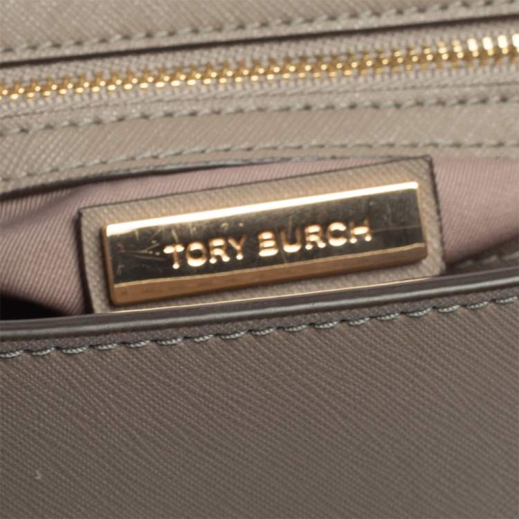 Pre Owned Tory Burch Taupe Leather Robinson Small Top Handle Bag
