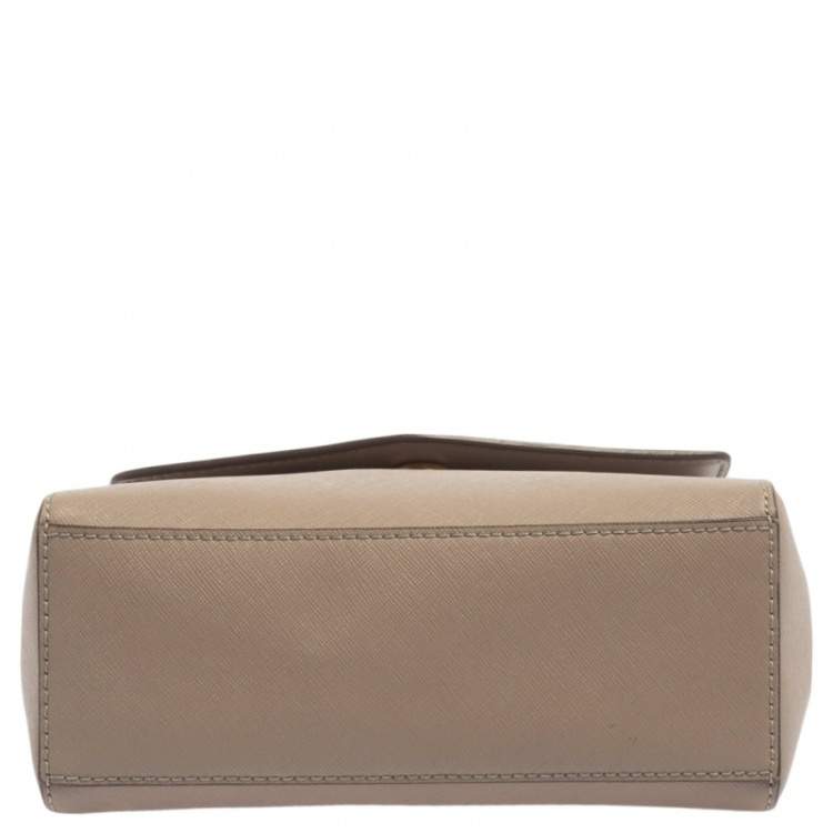 Pre Owned Tory Burch Taupe Leather Robinson Small Top Handle Bag