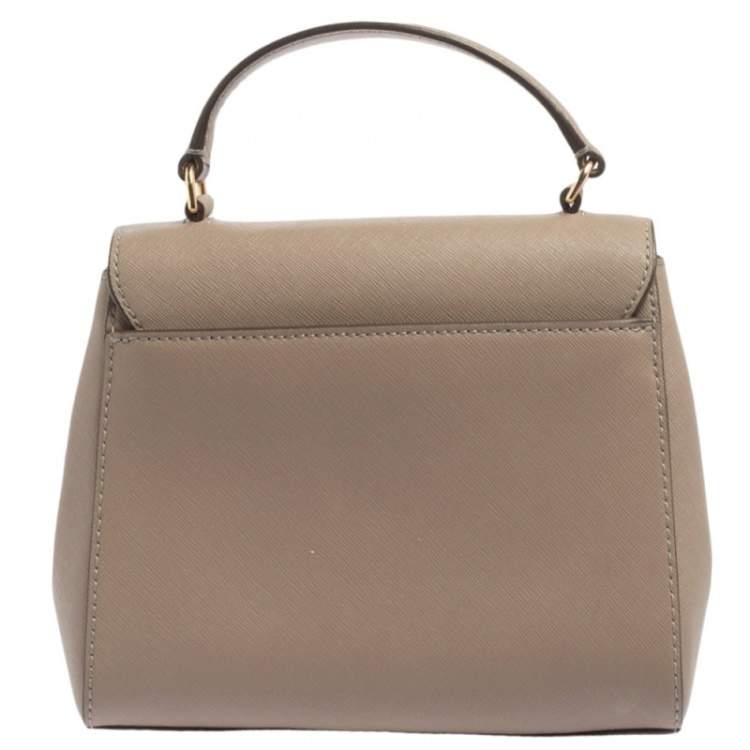 Pre Owned Tory Burch Taupe Leather Robinson Small Top Handle Bag