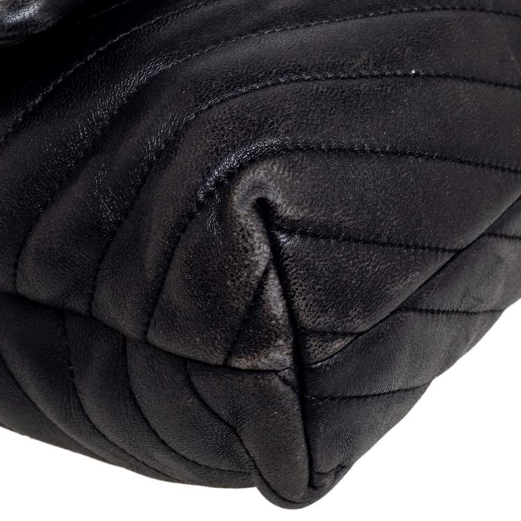 Pre Owned Tory Burch Black Chevron Quilted Kira Shoulder Bag 