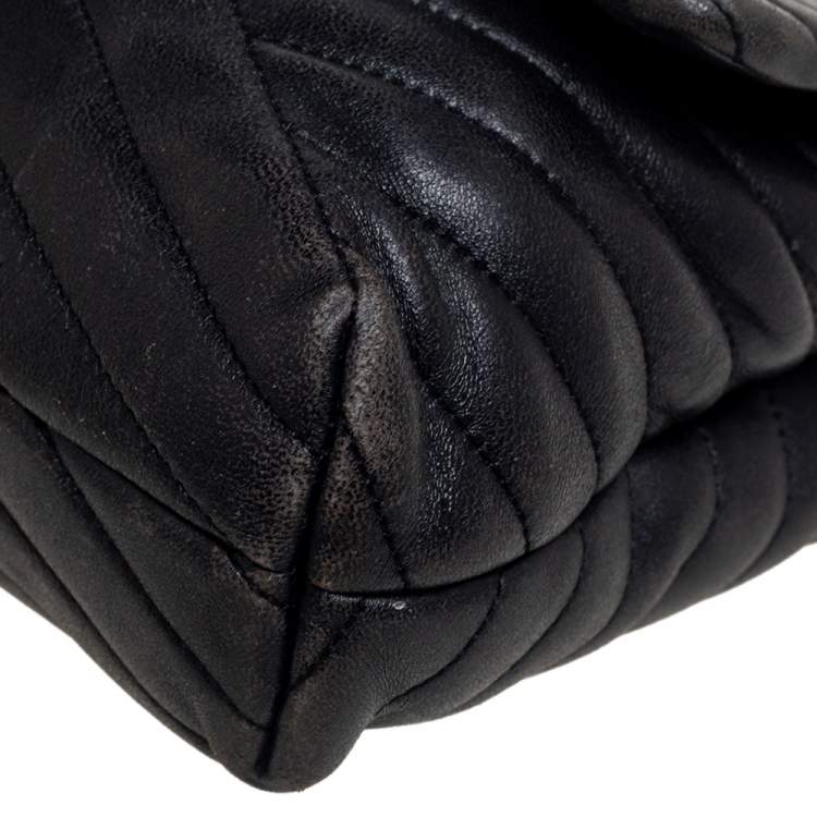 Pre Owned Tory Burch Black Chevron Quilted Kira Shoulder Bag 