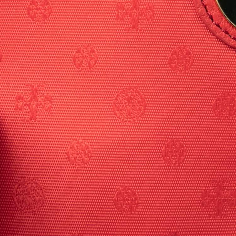 Pre Owned Tory Burch Coral Red Pebbled Leather Kira Crossbody Bag