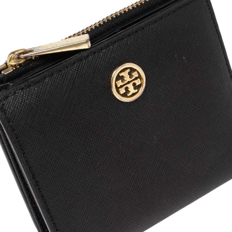 Pre Owned Tory Burch Black Leather Robinson Bifold Wallet