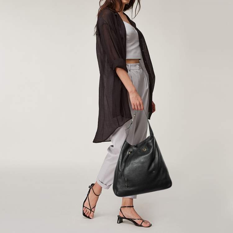 Pre Owned Tory Burch Black Leather Hobo