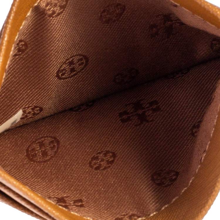 Pre Owned Tory Burch Brown Leather Robinson Card Holder 