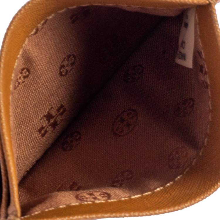Pre Owned Tory Burch Brown Leather Robinson Card Holder 