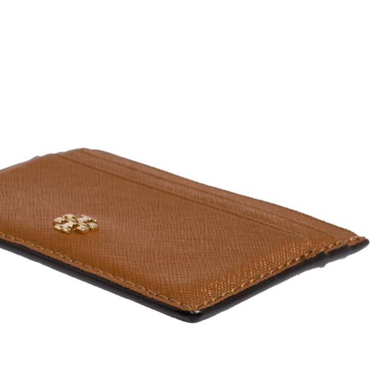 Pre Owned Tory Burch Brown Leather Robinson Card Holder 