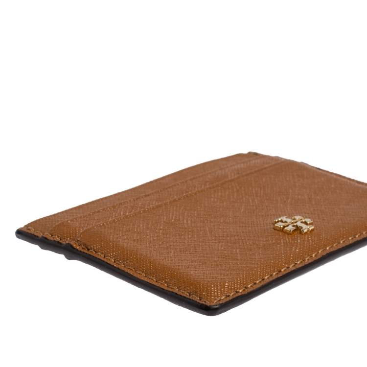 Pre Owned Tory Burch Brown Leather Robinson Card Holder 