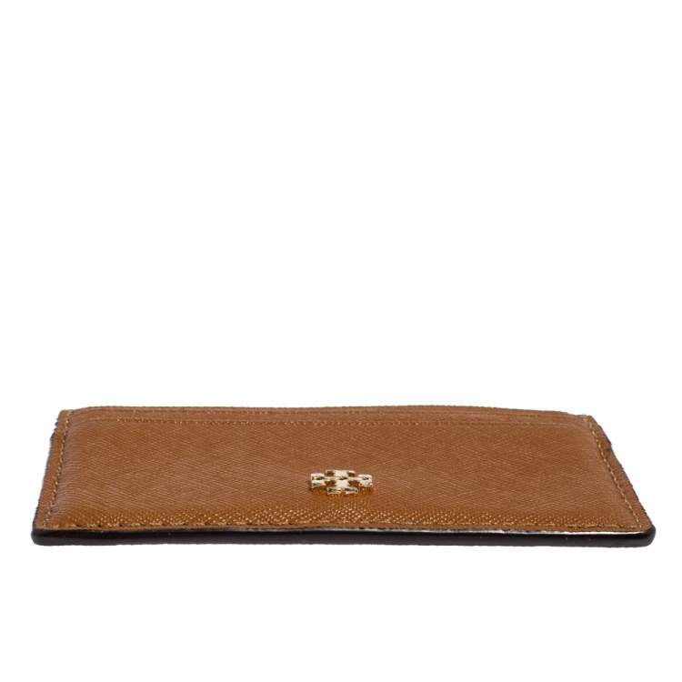 Pre Owned Tory Burch Brown Leather Robinson Card Holder 