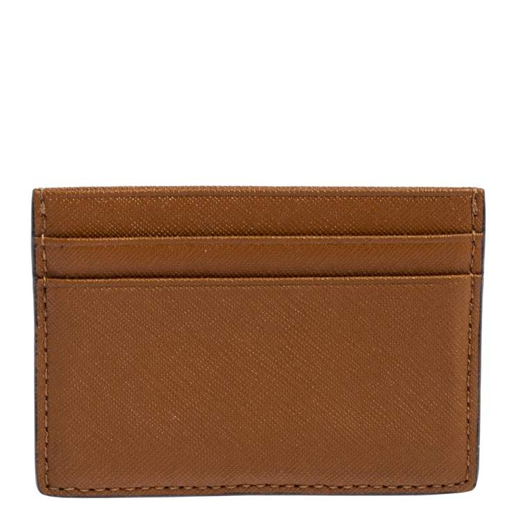 Pre Owned Tory Burch Brown Leather Robinson Card Holder 