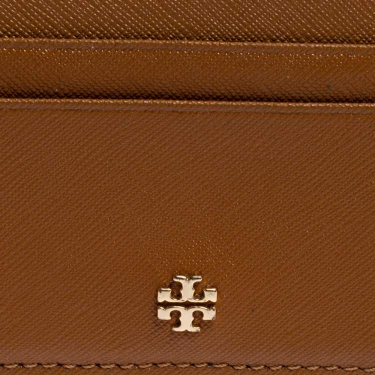 Pre Owned Tory Burch Brown Leather Robinson Card Holder 