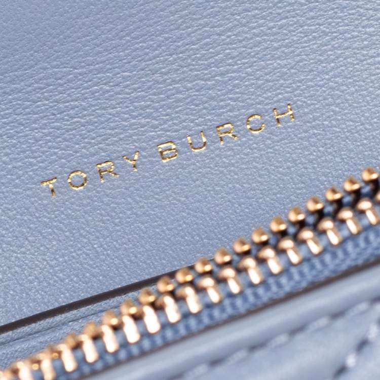 Pre Owned Tory Burch Grey Chevron Leather Kira Crossbody Bag