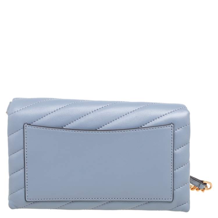 Pre Owned Tory Burch Grey Chevron Leather Kira Crossbody Bag
