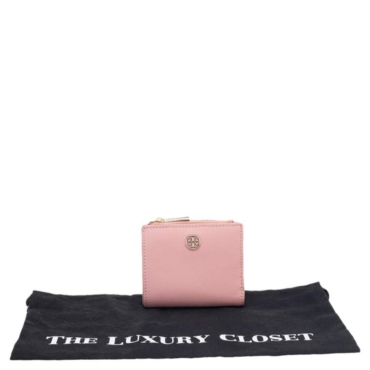 Pre Owned Tory Burch Pink Leather Bifold Robison Wallet