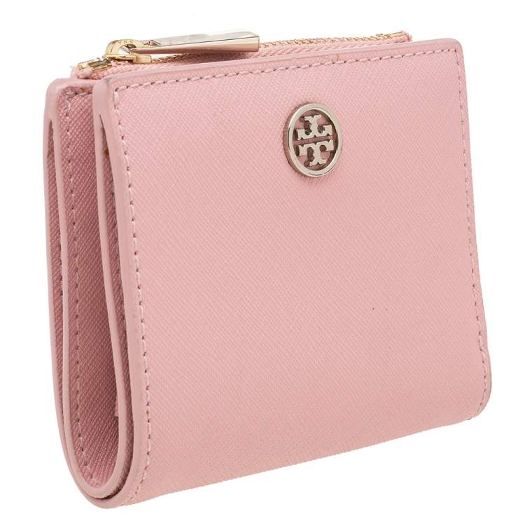 Pre Owned Tory Burch Pink Leather Bifold Robison Wallet