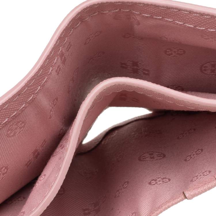 Pre Owned Tory Burch Pink Leather Bifold Robison Wallet