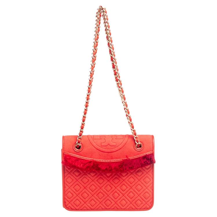 Tory Burch Poppy Red Leather Medium Fleming Shoulder Bag Tory Burch | TLC