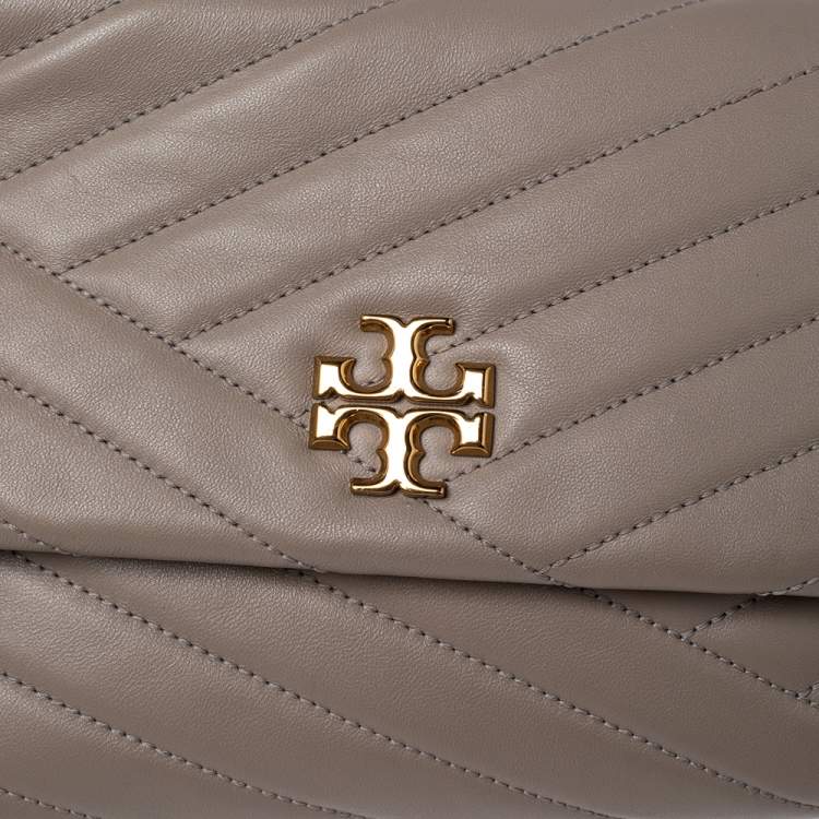 Pre Owned Tory Burch Grey Quilted Leather Kira Crossbody Bag