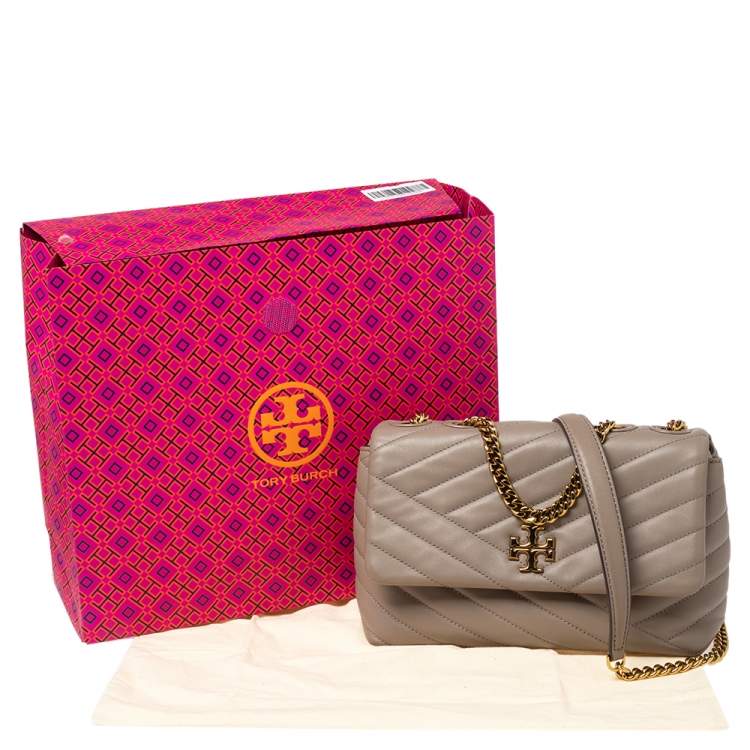 Pre Owned Tory Burch Grey Quilted Leather Kira Crossbody Bag