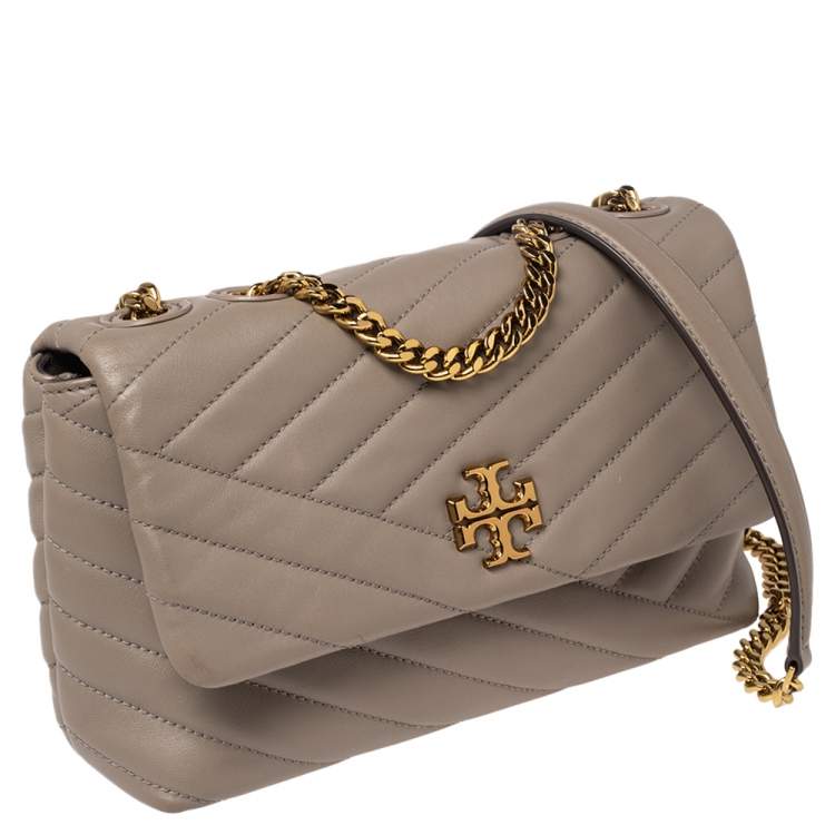 Pre Owned Tory Burch Grey Quilted Leather Kira Crossbody Bag