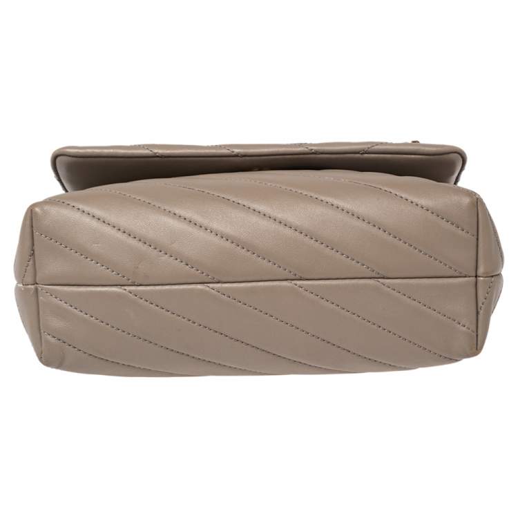 Pre Owned Tory Burch Grey Quilted Leather Kira Crossbody Bag
