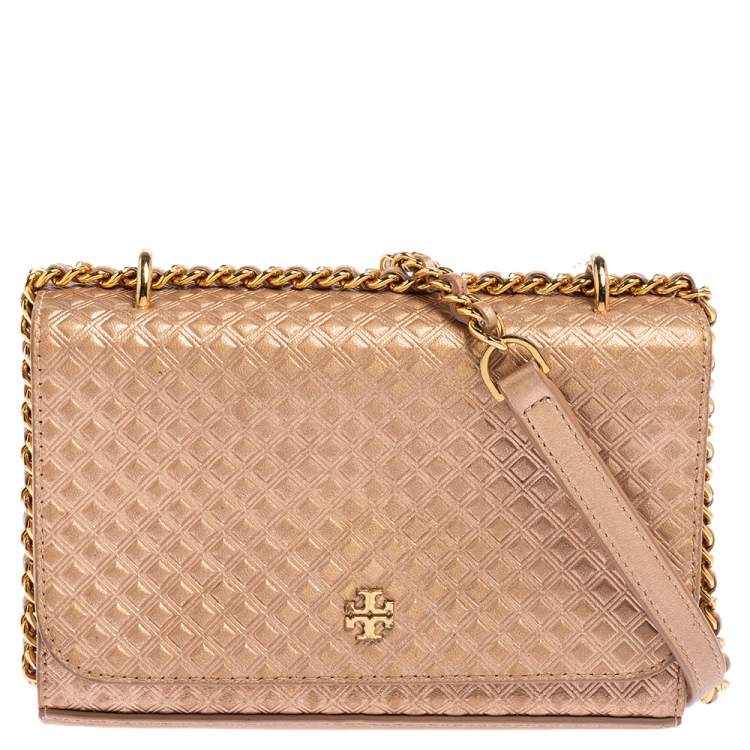 Tory Burch Metallic Pink Quilted Leather Flap Crossbody Bag Tory Burch |  The Luxury Closet