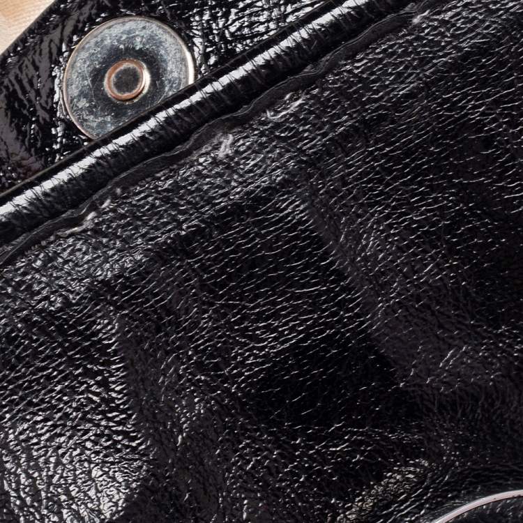 Tory Burch Black Glossy Crinkled Leather Amanda Tote Tory Burch The Luxury Closet